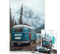Vintage Camper Van by Mountain Lake Jigsaw Puzzle 1000 Piece Creative Skill Toy Clean Cut Sturdy Components Travel-friendly Brain Game Gift (38x26cm)