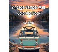 Vintage Camper Van Coloring Book: 50 Scenic Camping, Mountain & Pine Forest Line-Art Designs for Relaxation