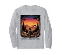 Vintage Camper Van Mountain Sunset Retro Adventure Art Long Sleeve T-Shirt