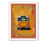 Vintage Camper Van Retro Framed Wall Art Print A4 (29.7×21cm) White, Wall Decor for Living Room, Bedroom, Office & Home, Ready to Hang, Art Gift