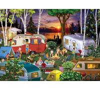 Vintage Campers Jigsaw Puzzle 1000 Piece by Vermont Christmas Company - Camping Puzzles for Adults & Families - Fully Interlocking & Randomly Shaped Pieces - 26 5/8" x 19 1/4"