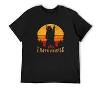 Vintage Camping Bear Middle Finger - Funny I Hate People Men's T-Shirt Black M