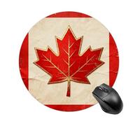 Vintage Canada Flag Mouse Pad Round Mouse Mat Leather Non-Slip Rubber Base Mousepad Waterproof Computer Mouses Pad for Laptop Wireless Mouses Keyboard Home Office