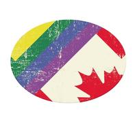 Vintage Canadian And Gay Flag Oval Tablecloth Elastic Dust-Proof Waterproof Table Cover For Kitchen Dining Tabletop Decoration