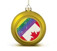 Vintage Canadian And Gay Flag Shiny Christmas Ball Ornaments for Xmas Tree Hanging Balls Holiday Party Decoration 2PCS
