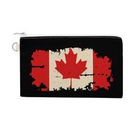 Vintage Canadian Flag Coin Purse Small Wallets with Zippered Key Ring Cute Wallet