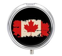 Vintage Canadian Flag Mini Pill Organizers Cute Round Pills Box Portable 3 Compartment Medicine Case Box for Travel