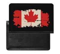 Vintage Canadian Flag Passport Holder Cover Wallet with ID Card Slot Slim Travel RFID Blocking Case Protector Essentials for Women Men