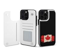 Vintage Canadian Flag Printed Wallet Phone Case Unisex Cellphone Protective Cover Compatible with iPhone 15/15 Pro/16 Pro Max/15 Plus