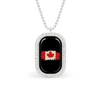 Vintage Canadian Flag Women's Square White Diamond Necklace Adjustable Pendant Chain Gift for Mom