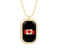 Vintage Canadian Flag Women's Square White Diamond Necklace Adjustable Pendant Chain Gift for Mom