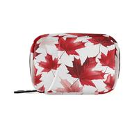Vintage Canadian Maple Leaf Red Medicine Bag for Traveling with Detachable Compartments Attachable Daily Pill Organizer for Purse