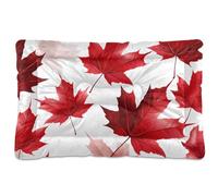 Vintage Canadian Maple Leaf Red Washable Dog Beds Crate Pad Non-Slip Soft Comfortable Pet Bed for Large Jumbo Medium Small Dogs 36" x 24"