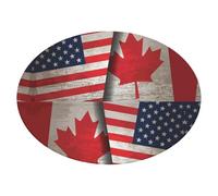 Vintage Canadian Us Flag Oval Tablecloth Elastic Dust-Proof Waterproof Table Cover For Kitchen Dining Tabletop Decoration