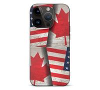 Vintage Canadian Us Flag Printed Phone Case Slim Cute Cellphone Protective Cover Unisex Compatible with iPhone 14/14 Plus/14 Pro/14 Pro Max