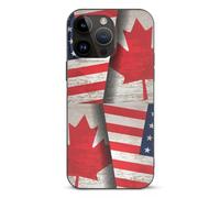 Vintage Canadian Us Flag Printed Phone Case Slim Cute Cellphone Protective Cover Unisex Compatible with iPhone 14/14 Plus/14 Pro/14 Pro Max