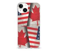 Vintage Canadian Us Flag Printed Phone Case Slim Cute Cellphone Protective Cover Unisex Compatible with iPhone 14/14 Plus/14 Pro/14 Pro Max