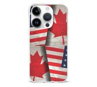 Vintage Canadian Us Flag Printed Phone Case Slim Cute Cellphone Protective Cover Unisex Compatible with iPhone 14/14 Plus/14 Pro/14 Pro Max