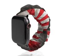 Vintage Canadian Us Flag Printed Scrunchie Watch Band Compatible with IWatch Soft Elastic Replacement Straps