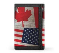 Vintage Canadian Us Flag Printed Trifold Wallet for Men Funny Credit Card Holder Wallet with Id Window