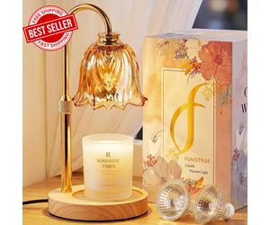 Vintage Candle Warmer Lamp Timer Dimmable Adjustable 2 Bulbs Flower Lotus