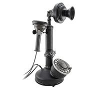 Vintage Candlestick Desk Telephone Antique Replica Rotary Dial Home Office Décor Functional Black Finish