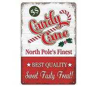 Vintage Candy Cane Christmas Decor Metal Tin Signs Farmhouse, Home, Bar, Cafe, Bar Wall Decorationses Retro Metal Tin Sign 8X12 Inches