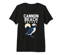 Vintage Cannon Beach Oregon Puffin Illustration Premium T-Shirt