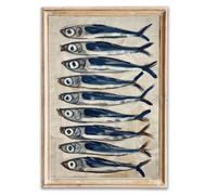 Vintage Canvas Wall Art Decor, Sardine Still Life Farmhouse Wall Prints for Kitchen, Nautical Fish Coastal Home Art, Rustic Posters for Living Room Aesthetic, Unframed Painting Artwork, 16"x24"