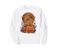 Vintage Capybara Halloween Pumpkin Fall Floral Moon Sweatshirt