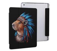 Vintage Capybara Indian Chief Slim Tablet Cases Compatible with iPad Series With Pencil Holder Protective Cover Compatible with IPAD 2020 （10.2in）