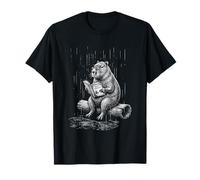 Vintage Capybara Reading on A Rainy Day Men Women Book Lover T-Shirt