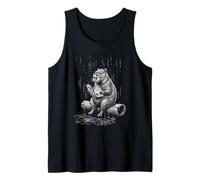 Vintage Capybara Reading on A Rainy Day Men Women Book Lover Tank Top