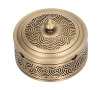 Vintage Car Ashtray, 4 Cigarette Slots Brass Windproof Ashtray Auspicious Cloud Pattern Exquisite Vintage Ashtray with Lid and Smoke Extinguishing Slot for Indoor Outdoor