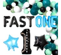 Vintage Car Fast One Balloon Fast One Birthday Party Supplies Fast One Birthday Decorations for Boys First Lap Around The Track Birthday Decorations