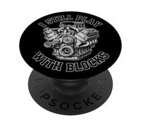 Vintage Car Humor Engine Mechanic Still Play with Blocks Men PopSockets Adhesive PopGrip