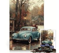 Vintage Car in Autumn Town 1000 Pieces Puzzles for Adults Memory Enhance Gentle Pastime Accurate Cut Thoughtful Gift (38x52cm)