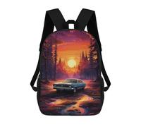 Vintage Car in Enchanted Forest -1 3D Printed 17inch Kids School Bag Rucksacks Children's School Fashion Casual Back Pack High Capacity Travel Book Bags