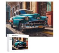Vintage Car in Historic Street, 500 PCS Challenging Puzzle for Adults, Winter Gift, for Screen-Free Relaxation at Home