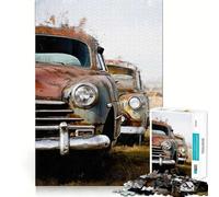 Vintage Car in The Field Jigsaw Puzzle 1000 Pieces Focus Building Toy Firm Fit Secure Assembly Holiday Indoor Entertainment Toy (50x75cm)