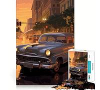 Vintage Car Japanese 1000-piece Jigsaw Puzzles Brain Training Fun Tight Interlock No Gaps Bonding Activity for Loved Ones (38x26cm)