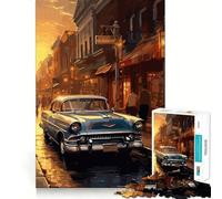 Vintage Car Japanese Adults 1000 Pieces Puzzle Mental Fun Game Advanced Laser Cutting Tech Amusing Challenge for Waiting Time (38x52cm)