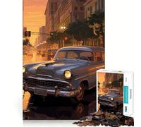 Vintage Car Japanese Jigsaw 1000 Pieces Memory Skill Fun Smooth Edge Perfect Interlock Fun-filled Way to Fill Empty Hours (50x75cm)