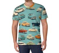 Vintage Car Men's T-Shirts Classic Short Sleeve Crew Neck Tee Summer Casual Tops Graphic 6XL