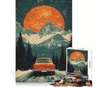 Vintage Car Mountain Drive 1000 Pieces Jigsaws Adults Puzzles Gifts Cognitive Skill Restful Activity Exact Cut Festive Gift (50x75cm)
