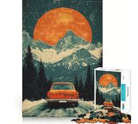 Vintage Car Mountain Drive Jigsaw 1000 Pieces for Teenagers Mind Boost Fun Zero Gap Captivating Leisure for Cozy Indoors (50x75cm)