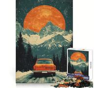 Vintage Car Mountain Drive Jigsaw Puzzles 1000 Piece for Adults Sharp Mind Easy Enjoyment Firm Fit Festive Present (38x52cm)