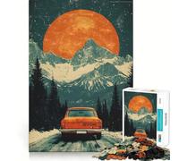Vintage Car Mountain Drive Jigsaw Puzzles for Adults 1000 Think Boost Game Precise Interlock Structure Easy to Learn Family Enjoyment (38x52cm)