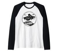 Vintage Car Mountain Road Trip Auto Landscapes Raglan Baseball Tee