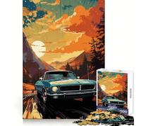 Vintage Car Scenic Drive Illustration 1000 Pieces Puzzles for Adults Memory Enhance Gentle Pastime Accurate Cut Thoughtful Gift (50x75cm)